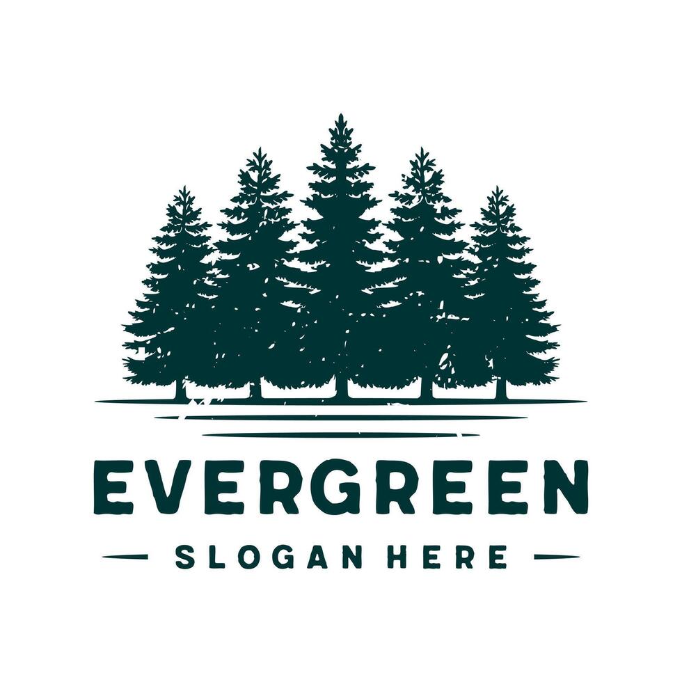 evergreen, pine trees logo design template vector