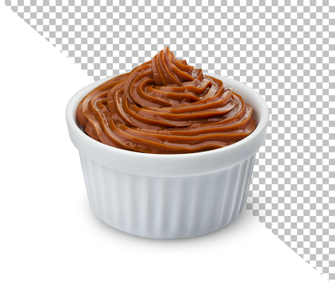 Melted caramel cream isolated on white background, full depth of field psd