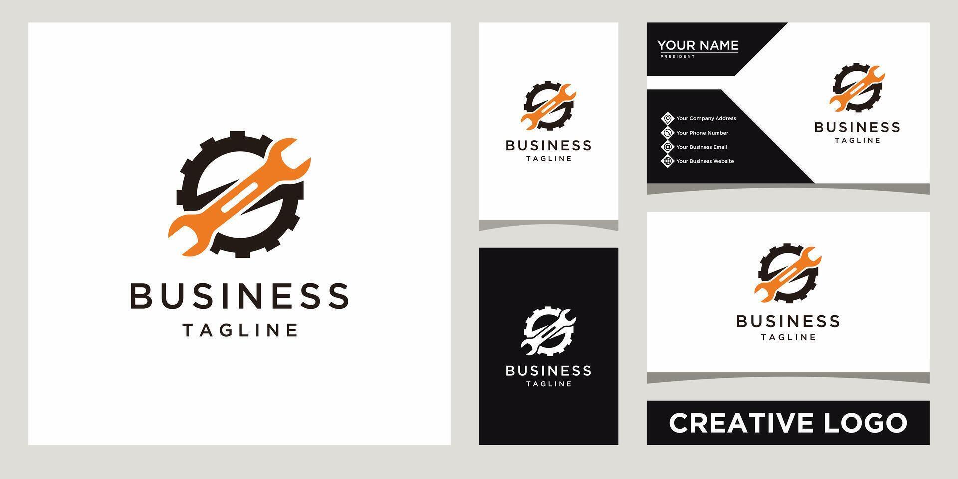 Repair Service Tools Logo design template with business card design vector