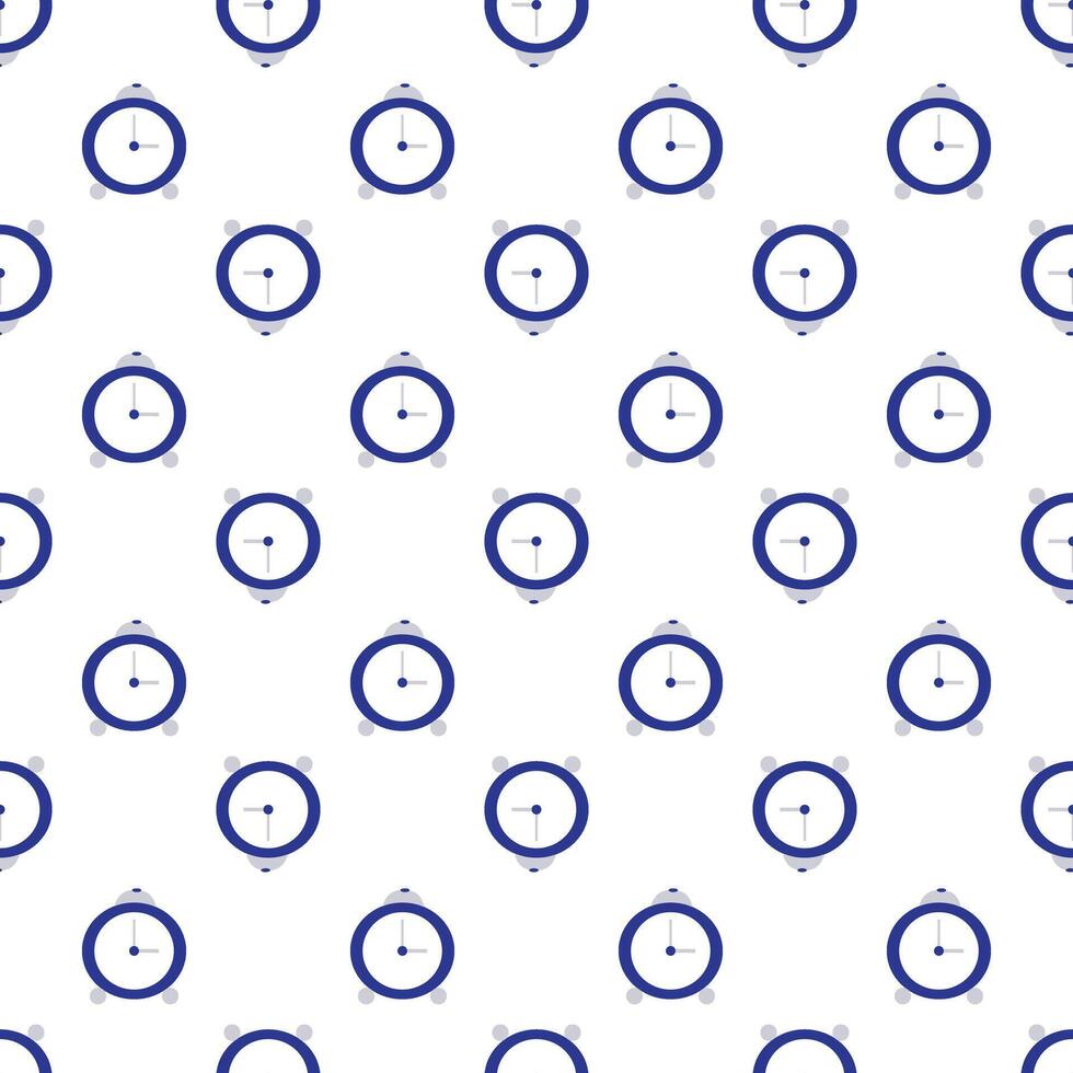 Simple blue alarm clock. Seamless pattern. illustration. vector