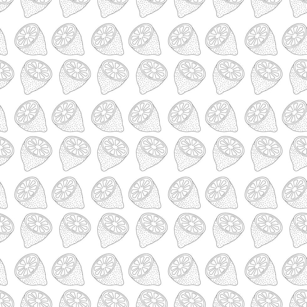 Cut lemon doodle style. Seamless pattern. illustration. vector