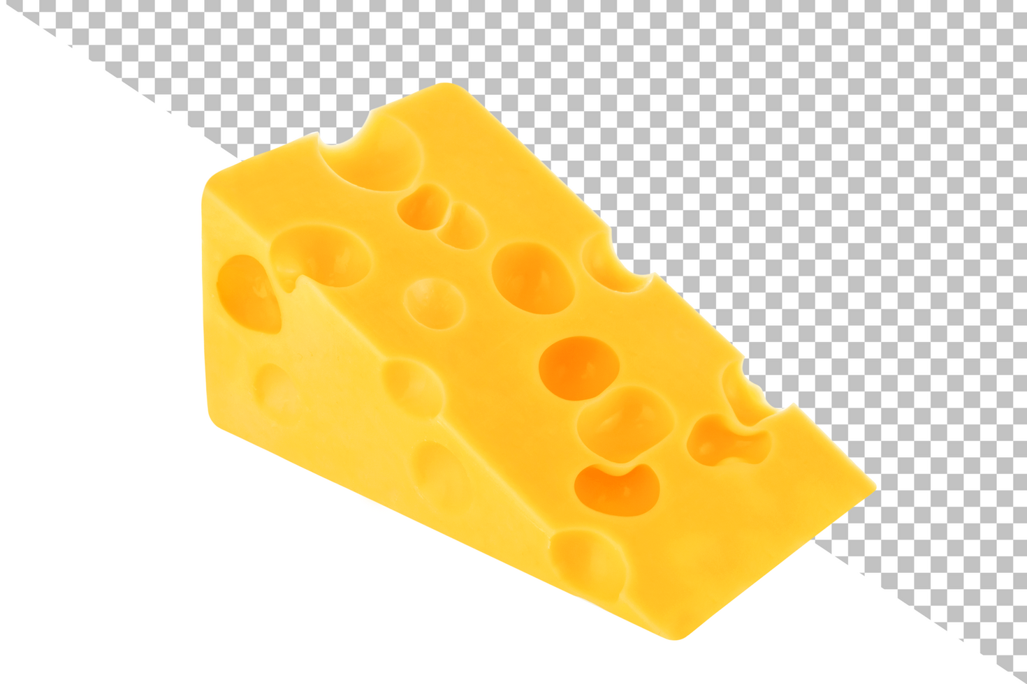 Swiss cheese triangle isolated on white background psd
