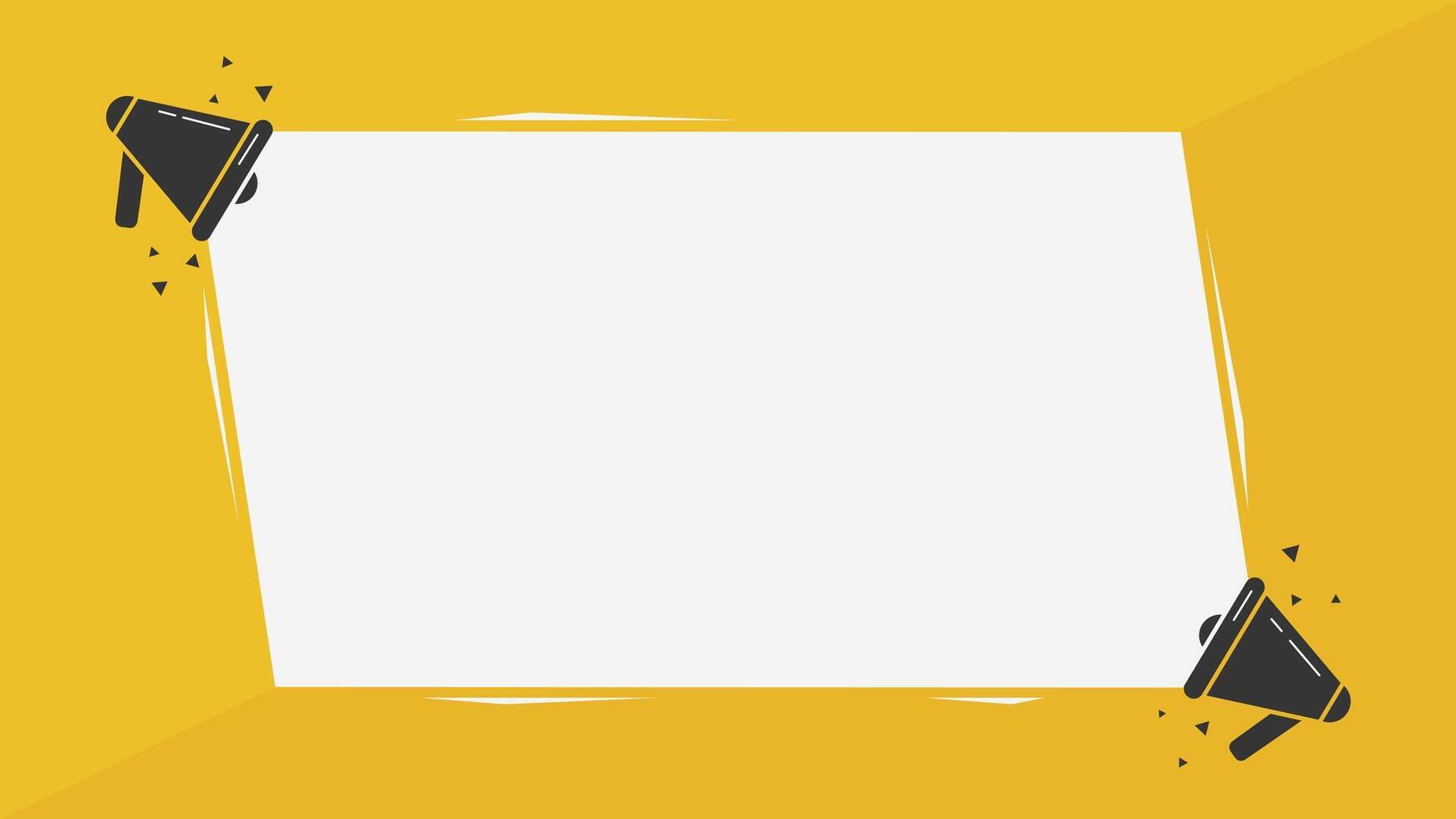 flat yellow announcement template background with megaphone and copy space vector