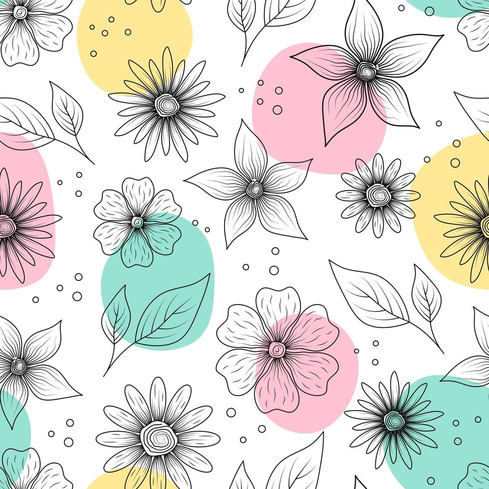 Seamless pattern with flowers. Scandinavian motifs vector