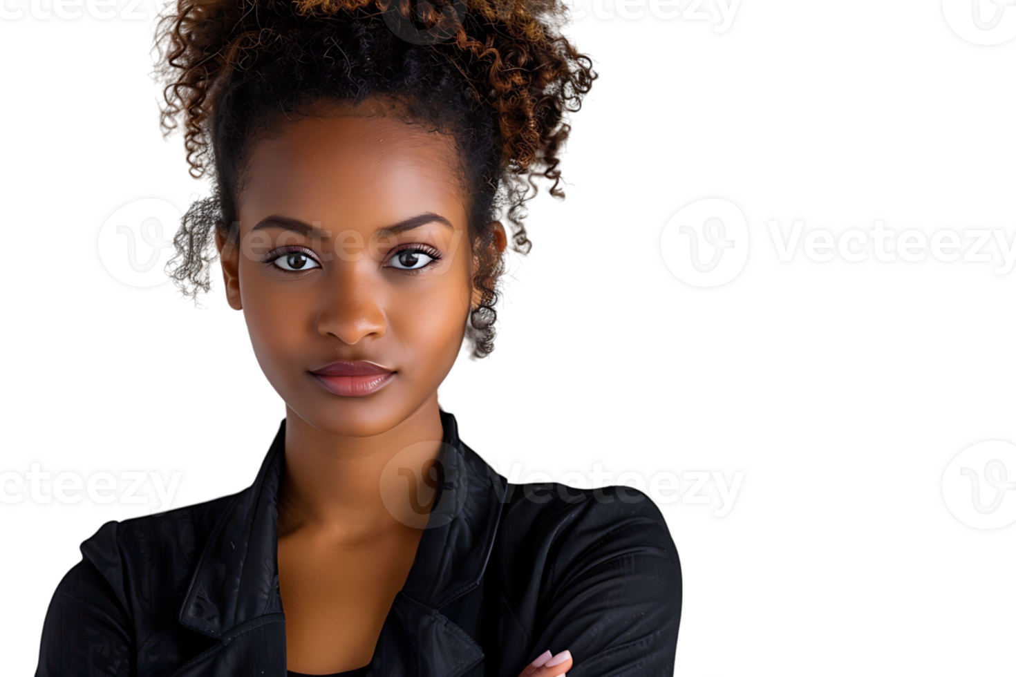 Portrait of african american business woman on isolated transparent background png