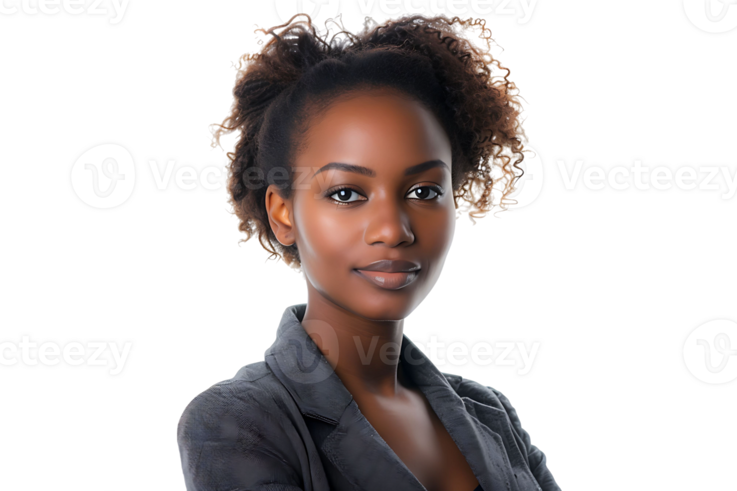 Portrait of african american business woman on isolated transparent background png