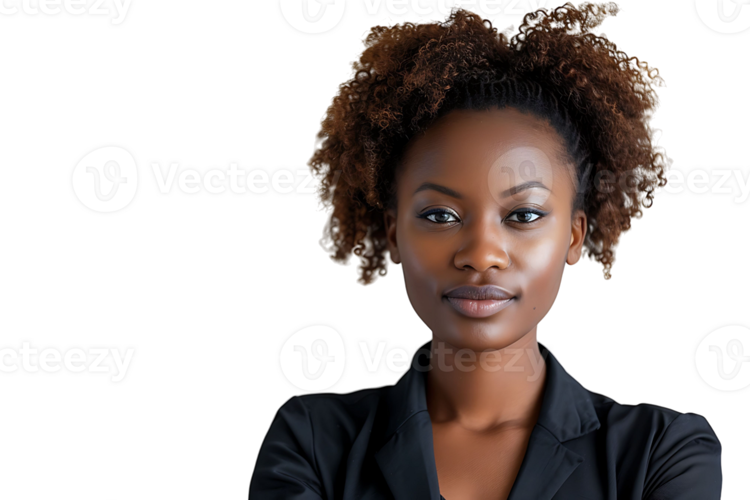 Portrait of african american business woman on isolated transparent background png