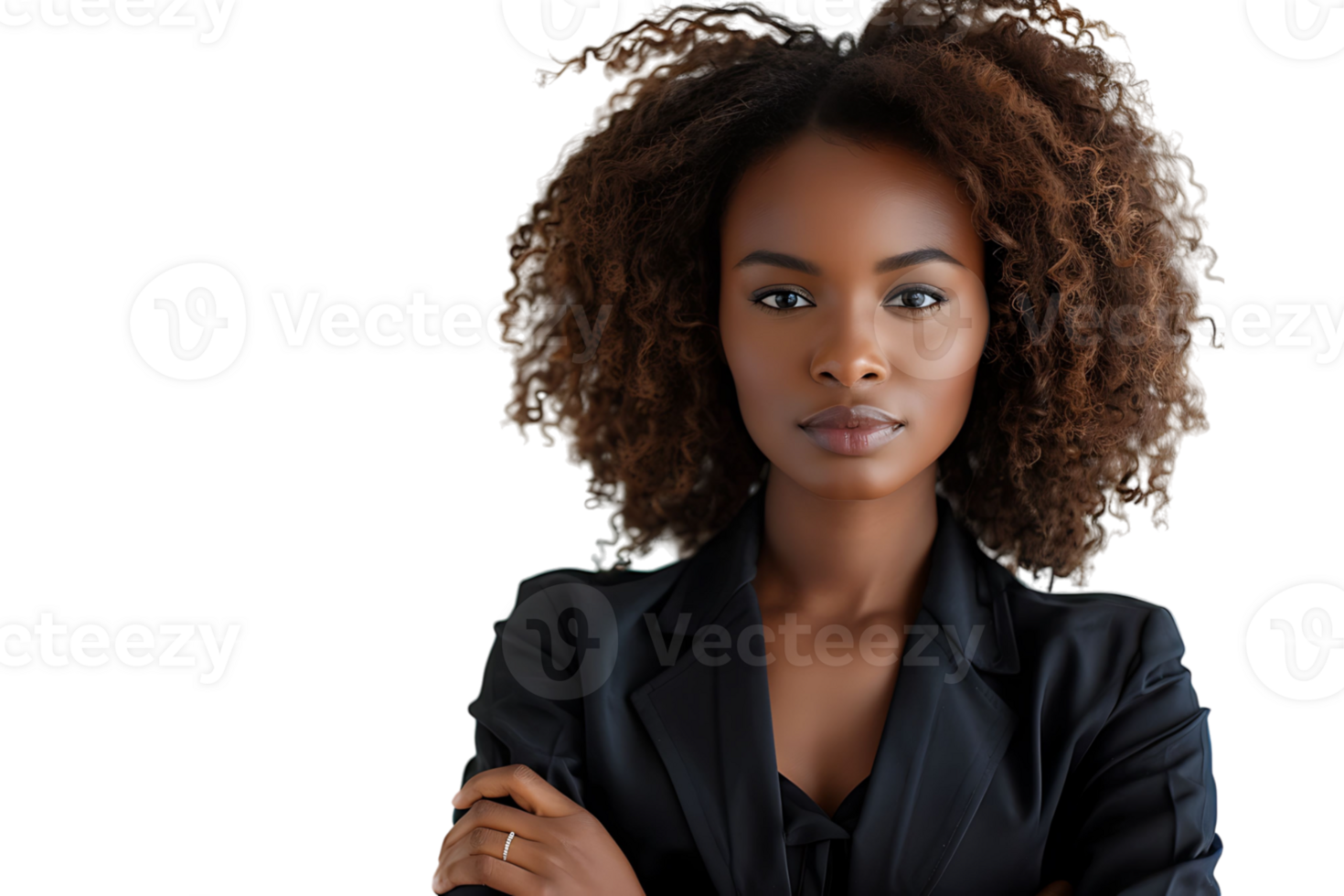 Portrait of african american business woman on isolated transparent background png