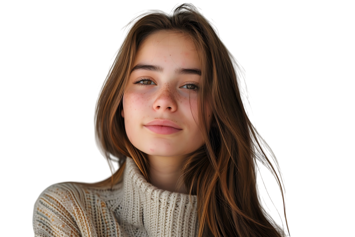 Pretty young woman at studio on isolated transparent background png