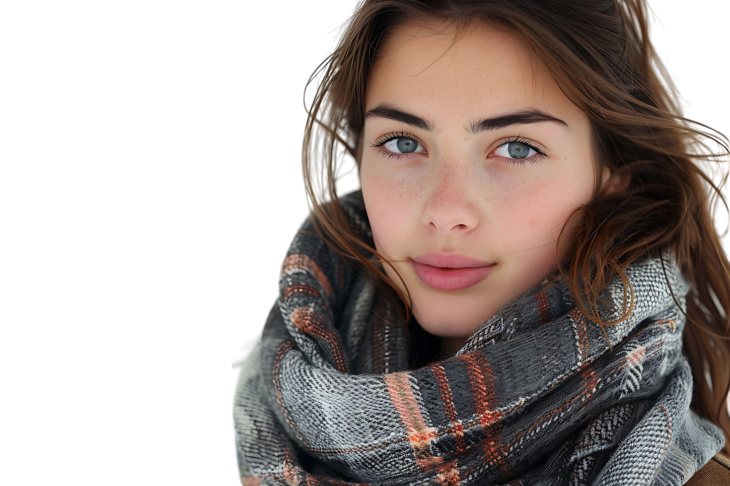 Pretty young woman at studio on isolated transparent background png