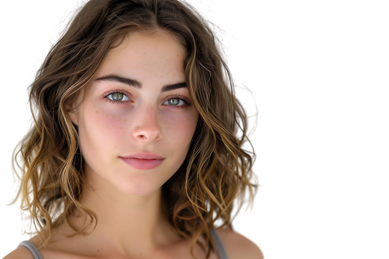 Pretty young woman at studio on isolated transparent background png