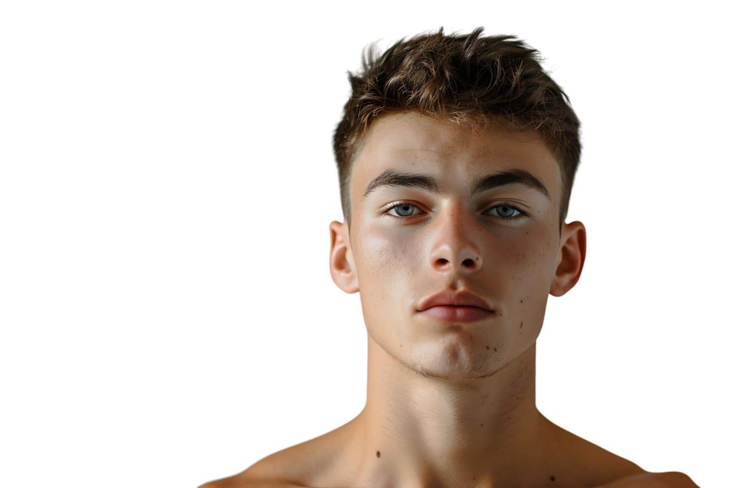 Portrait of handsome brunette man on isolated transparent background png