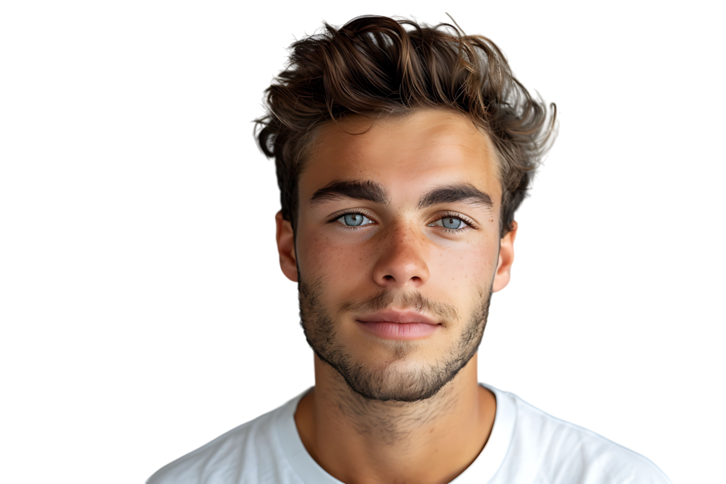 Portrait of handsome brunette man on isolated transparent background png