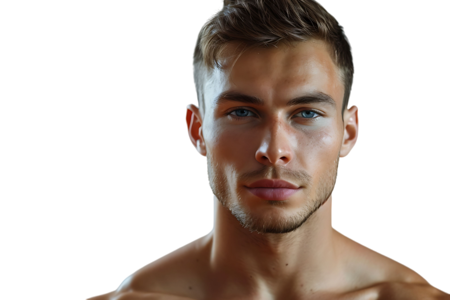 Portrait of handsome brunette man on isolated transparent background png