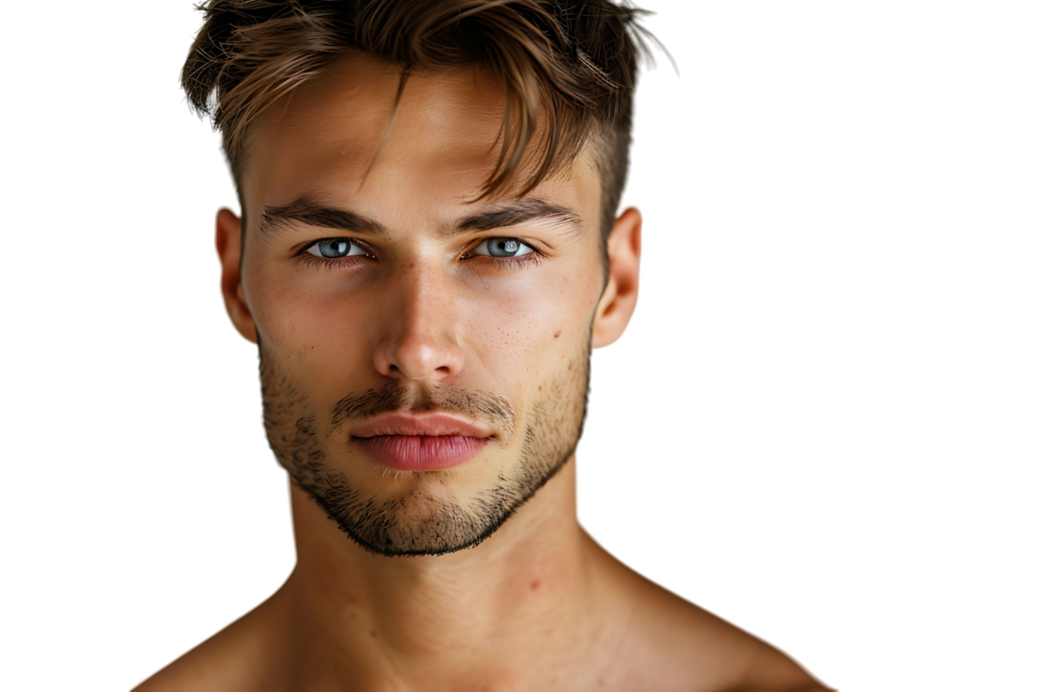 Portrait of handsome brunette man on isolated transparent background png