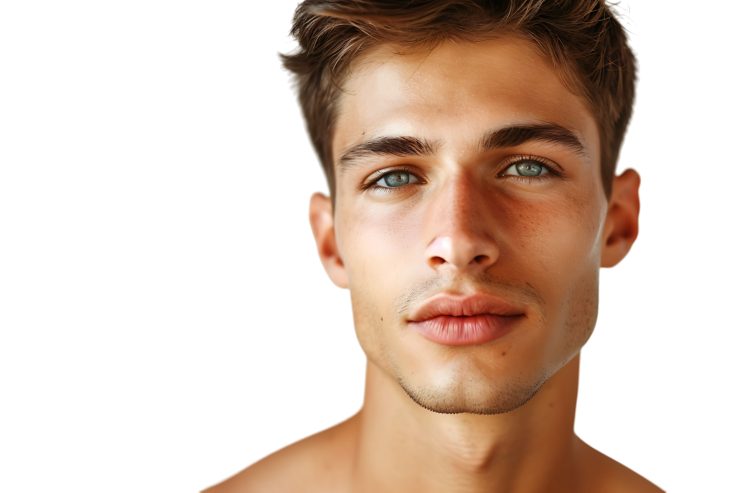 Portrait of handsome brunette man on isolated transparent background png