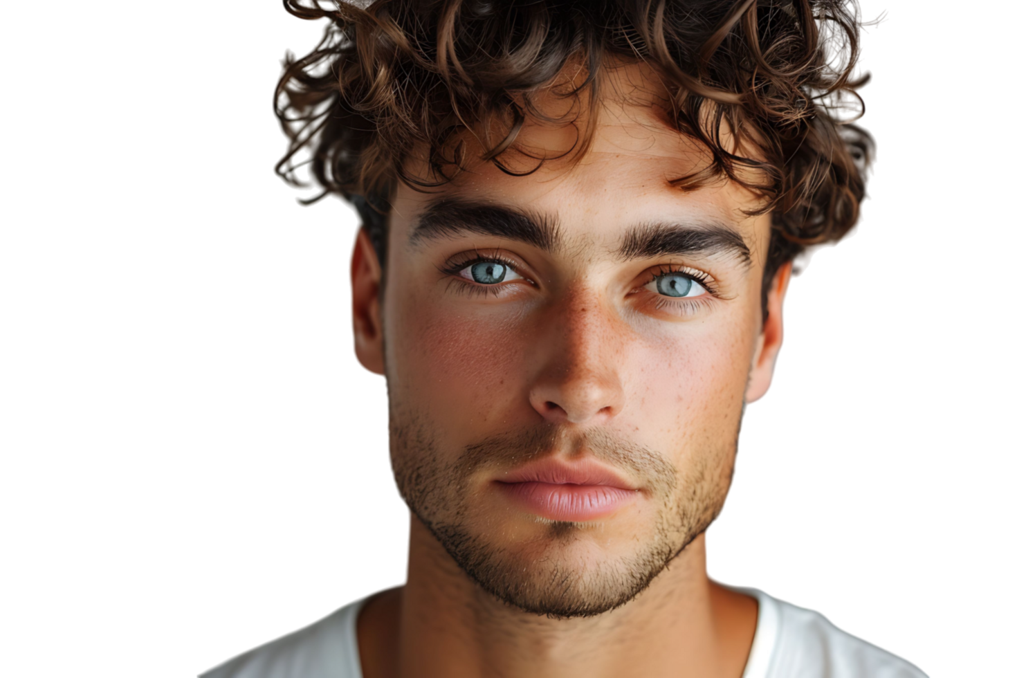 Portrait of handsome brunette man on isolated transparent background png