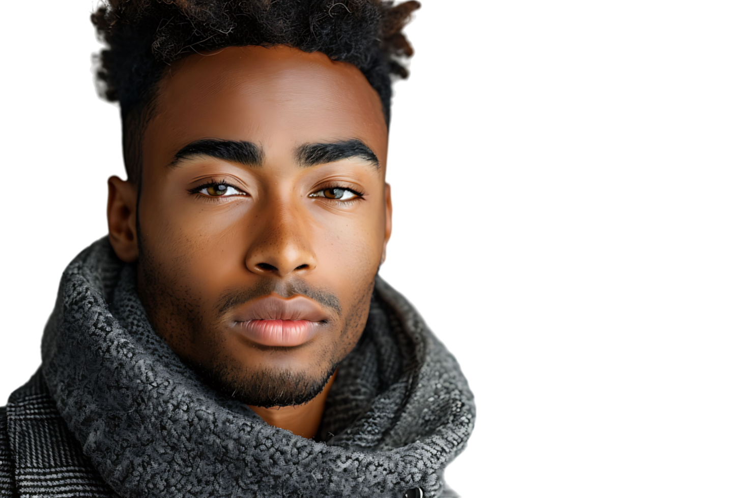 Portrait of handsome brunette man on isolated transparent background png
