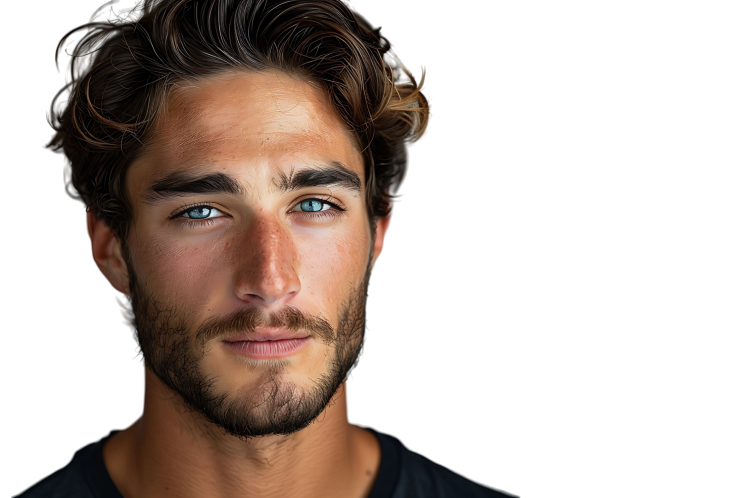 Portrait of handsome brunette man on isolated transparent background png