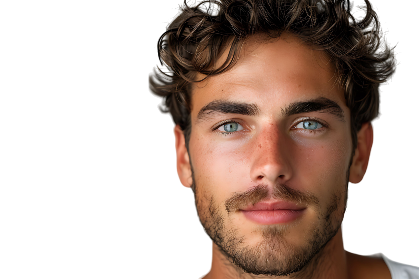 Portrait of handsome brunette man on isolated transparent background png