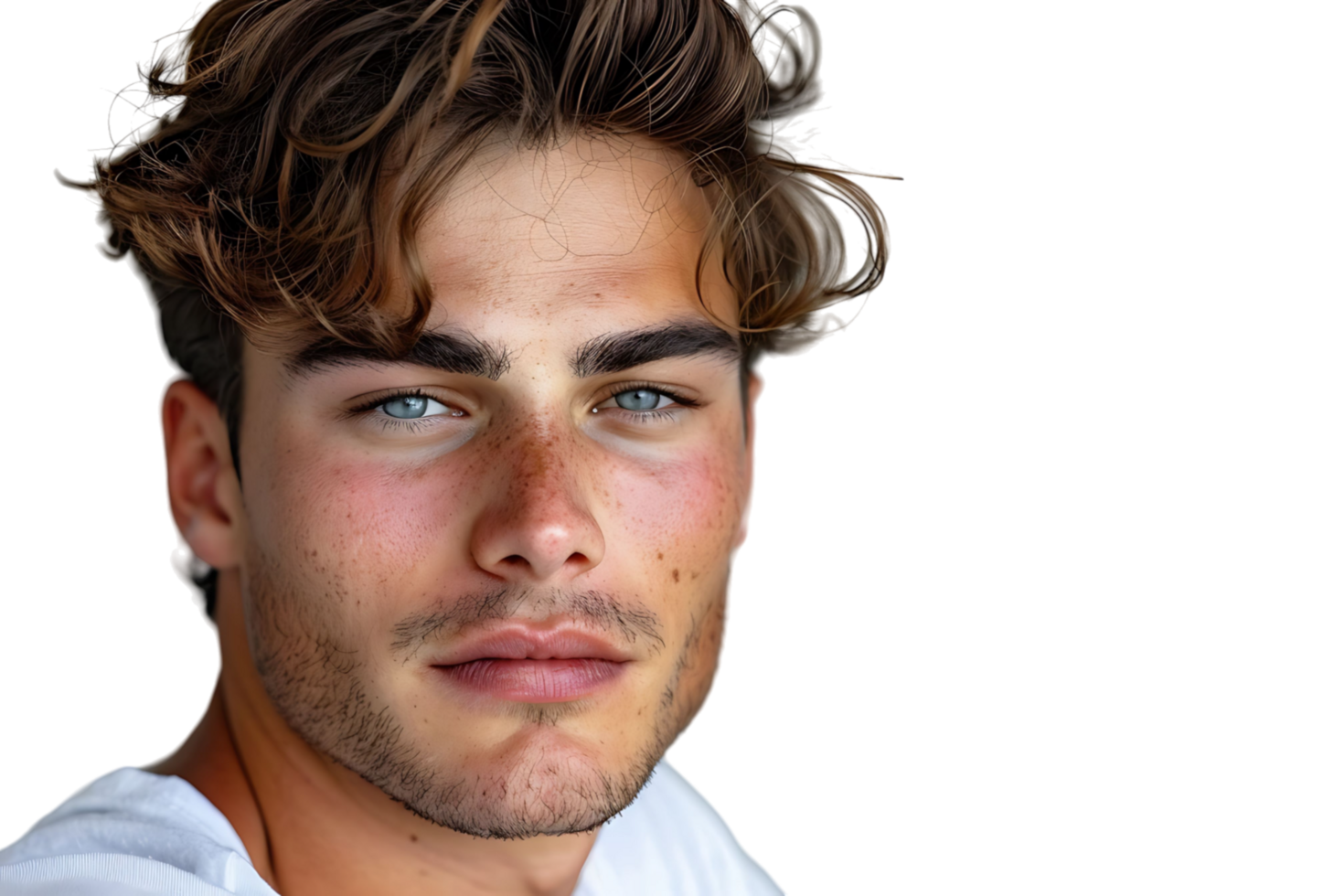Portrait of handsome brunette man on isolated transparent background png