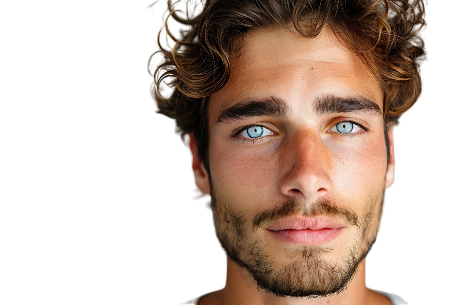 Portrait of handsome brunette man on isolated transparent background png