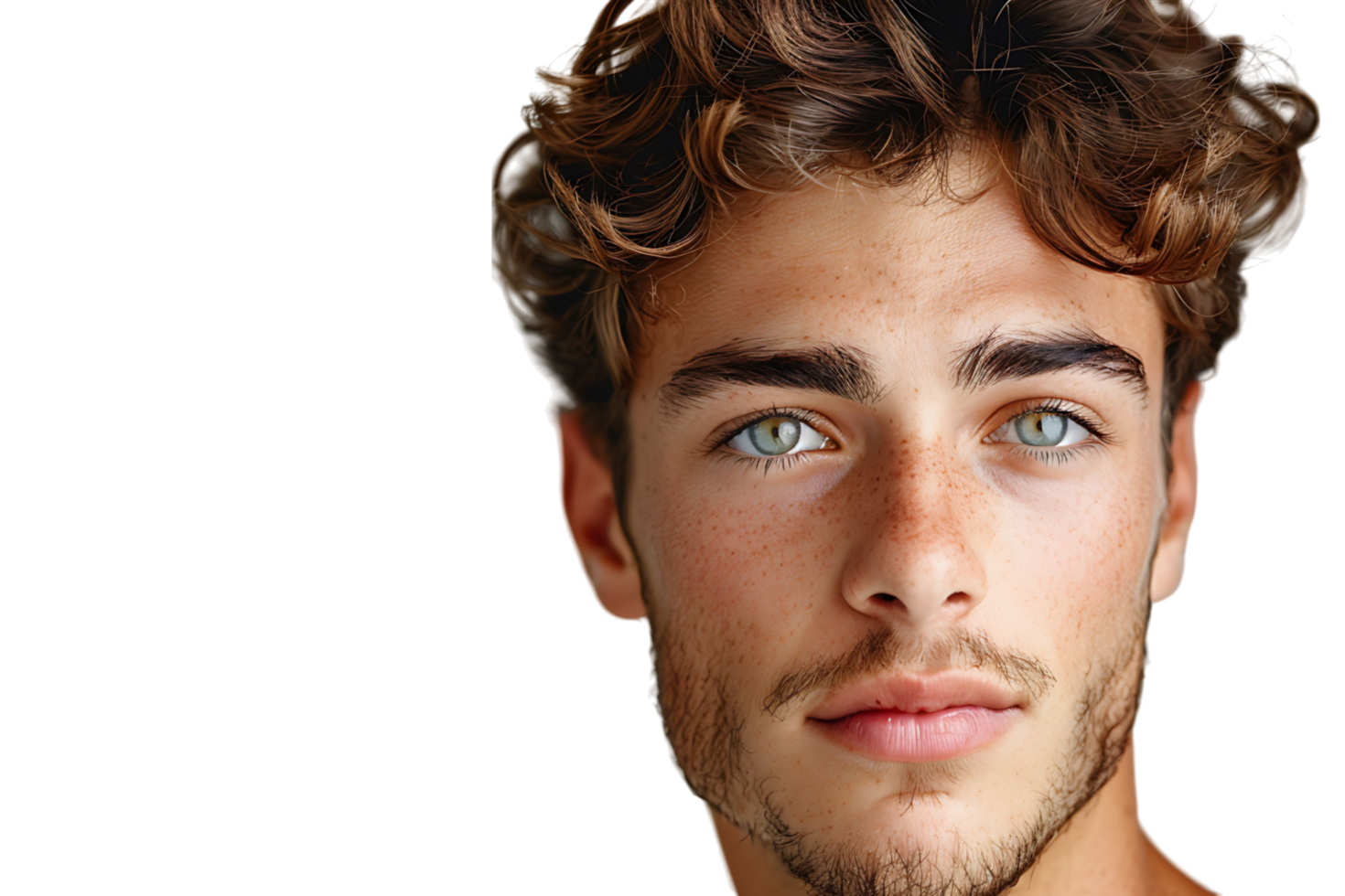 Portrait of handsome brunette man on isolated transparent background png