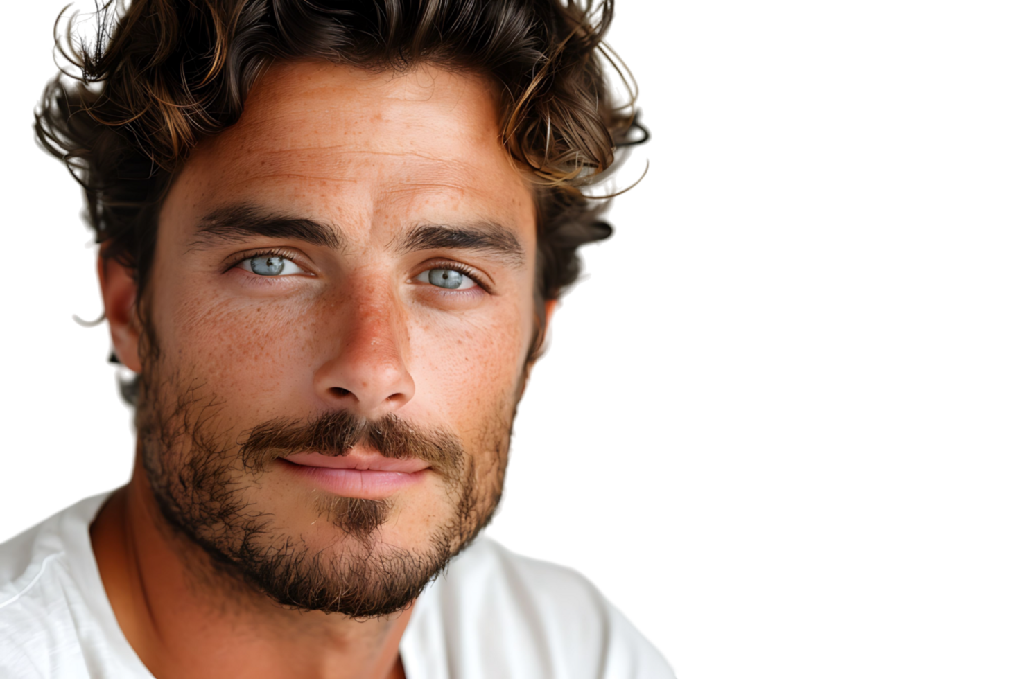 Portrait of handsome brunette man on isolated transparent background png