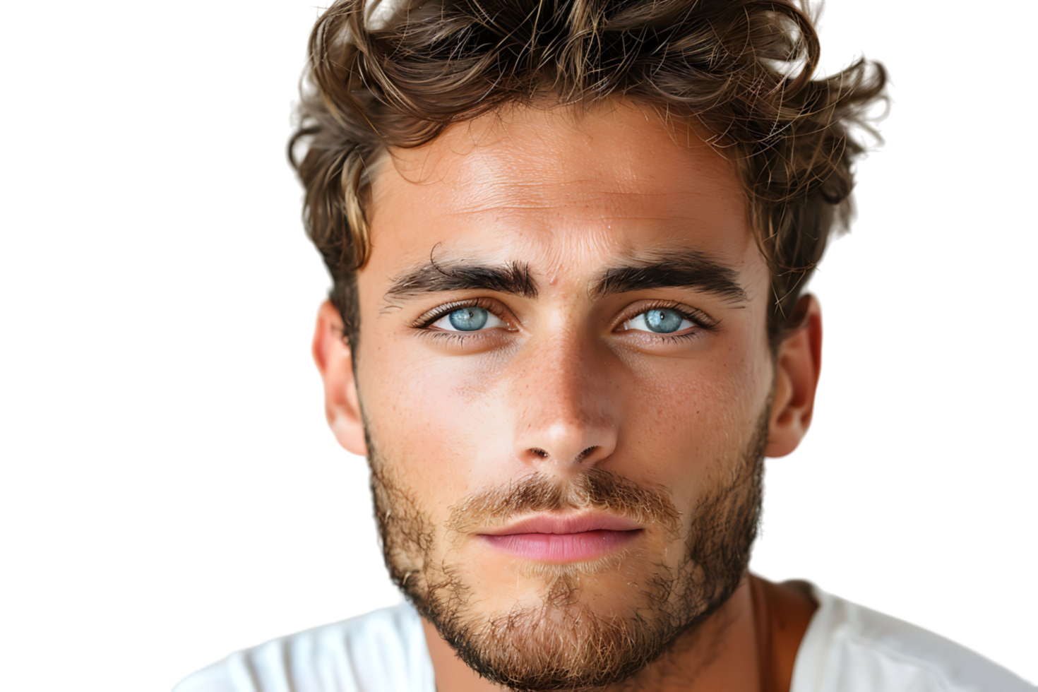 Portrait of handsome brunette man on isolated transparent background png