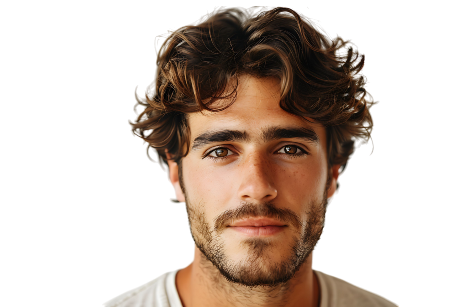 Portrait of handsome brunette man on isolated transparent background png