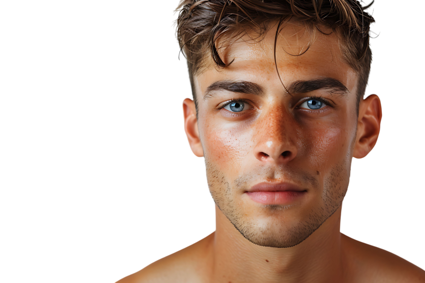 Portrait of handsome brunette man on isolated transparent background png