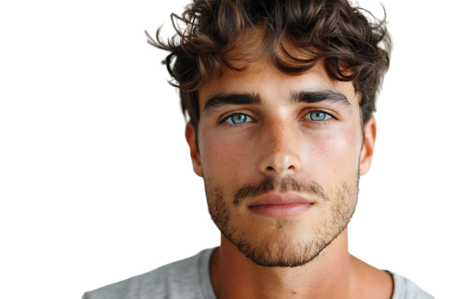 Portrait of handsome brunette man on isolated transparent background png
