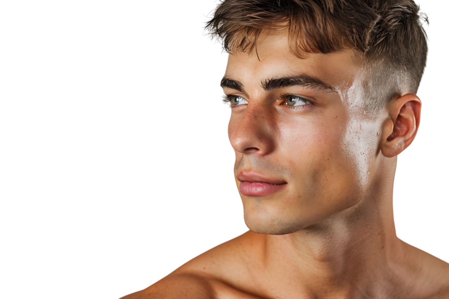 Portrait of handsome brunette man on isolated transparent background png