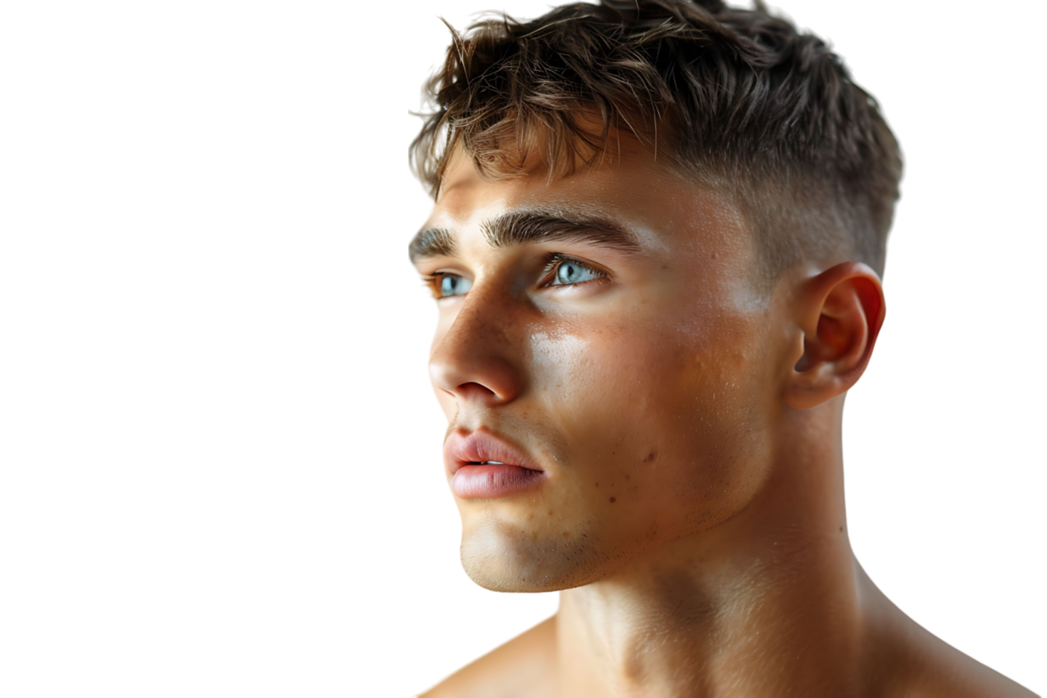 Portrait of handsome brunette man on isolated transparent background png