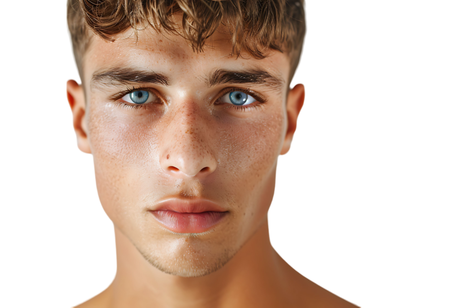 Portrait of handsome brunette man on isolated transparent background png