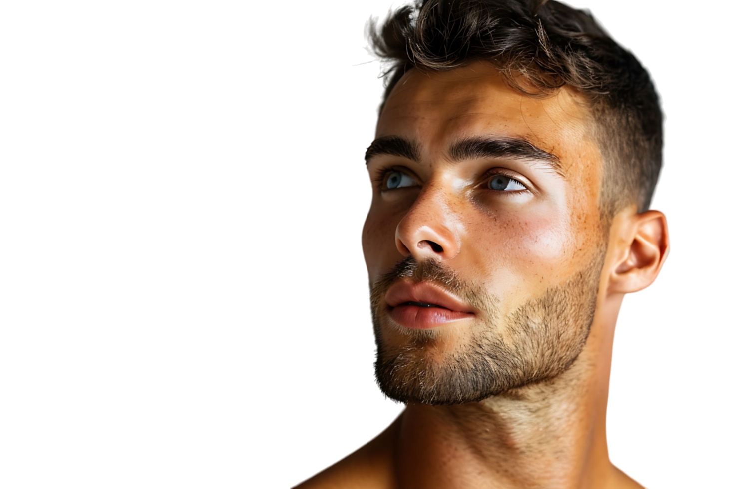 Portrait of handsome brunette man on isolated transparent background png