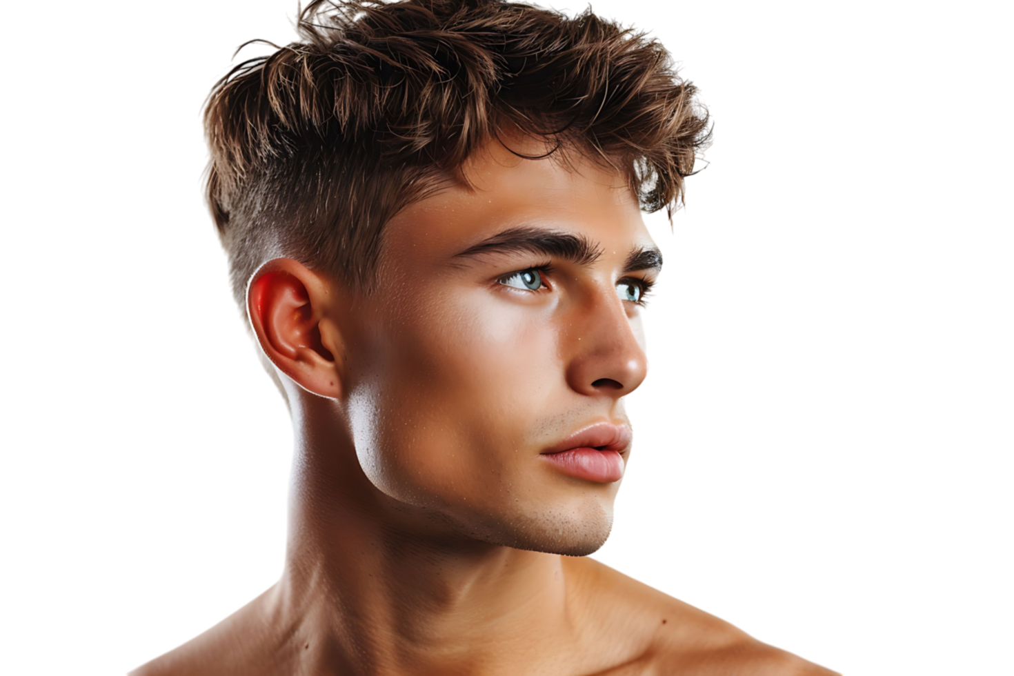 Portrait of handsome brunette man on isolated transparent background png