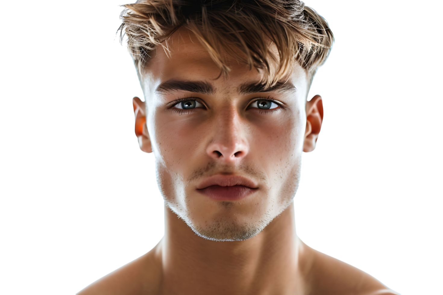 Portrait of handsome brunette man on isolated transparent background png
