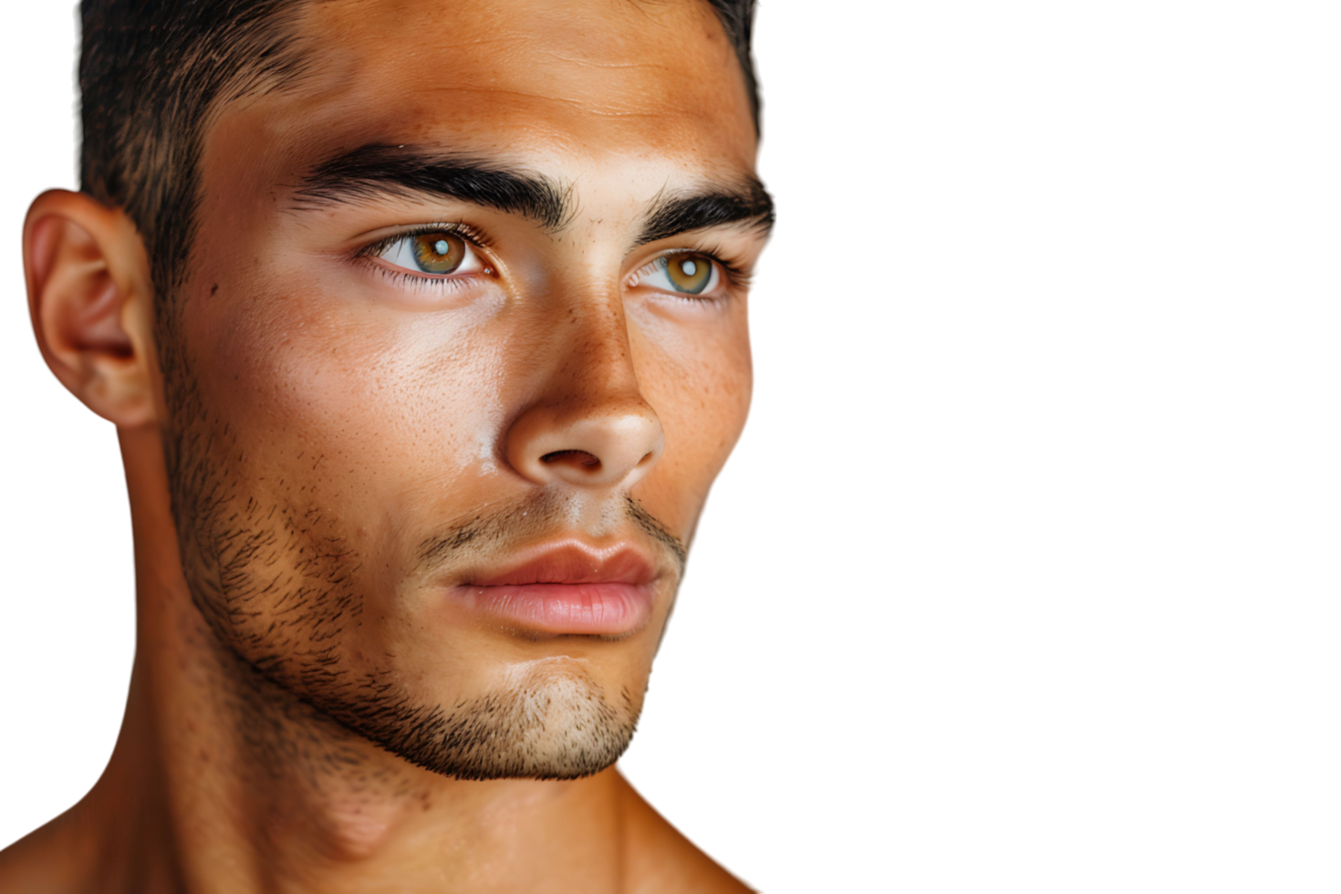 Portrait of handsome brunette man on isolated transparent background png