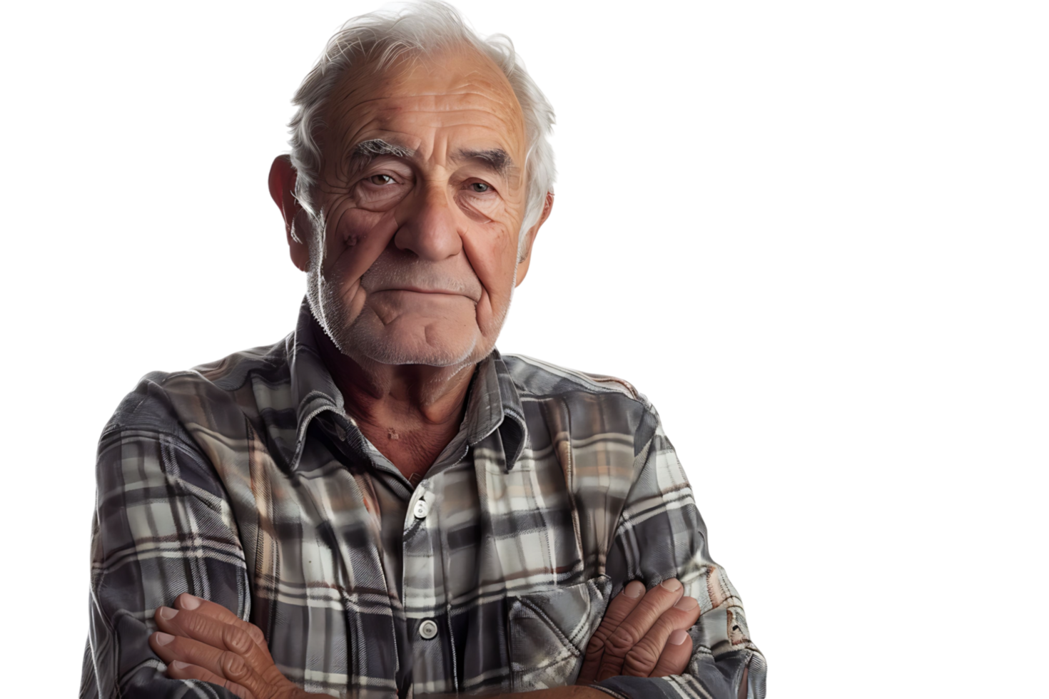 portrait of a senior man standing on isolated transparent background png