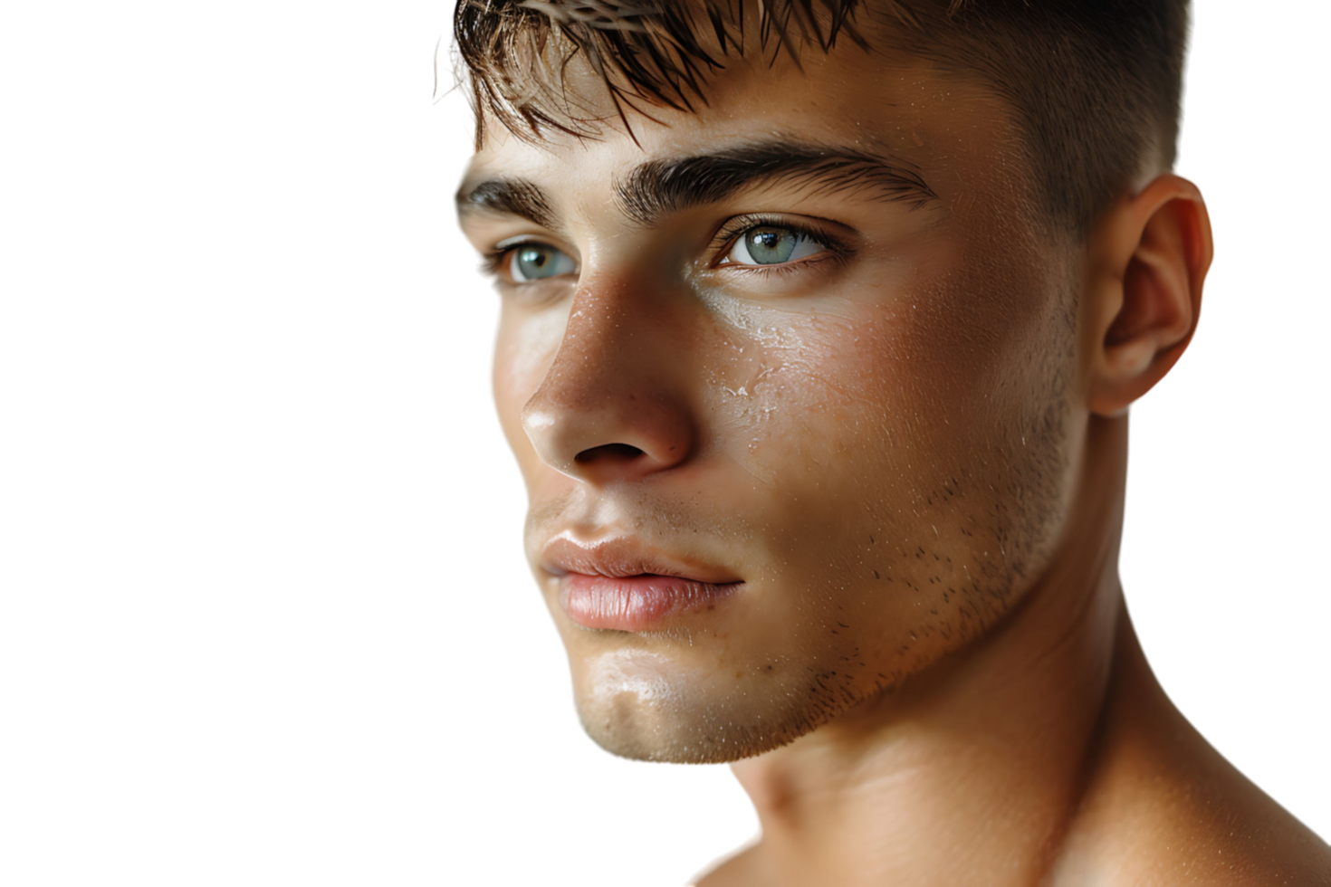 Portrait of handsome brunette man on isolated transparent background png