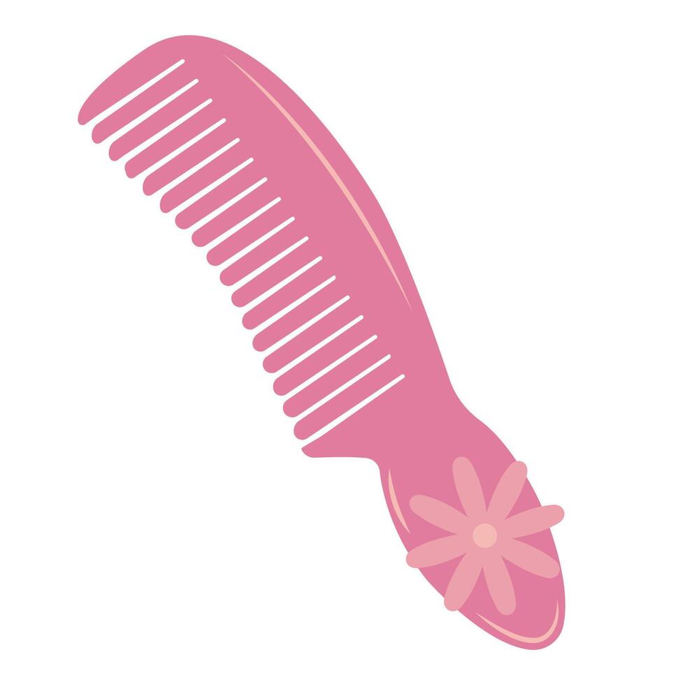 Pink trendy hairbrush in flat style, doll aesthetic. sketch illustration isolated on white background. Cute design elements. vector