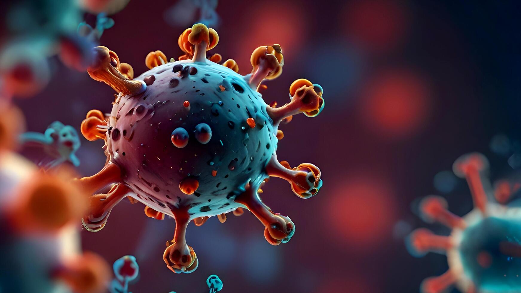 Molecule of The human immunodeficiency virus, AIDS virus,close up.Neon art. photo