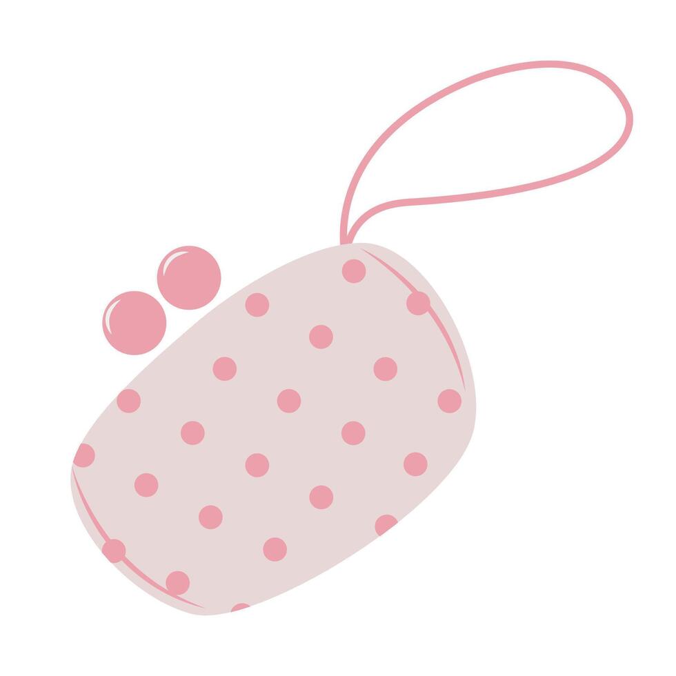 Pink trendy clutch with chain in flat style, doll aesthetic. sketch illustration isolated on white background. Cute design elements. vector