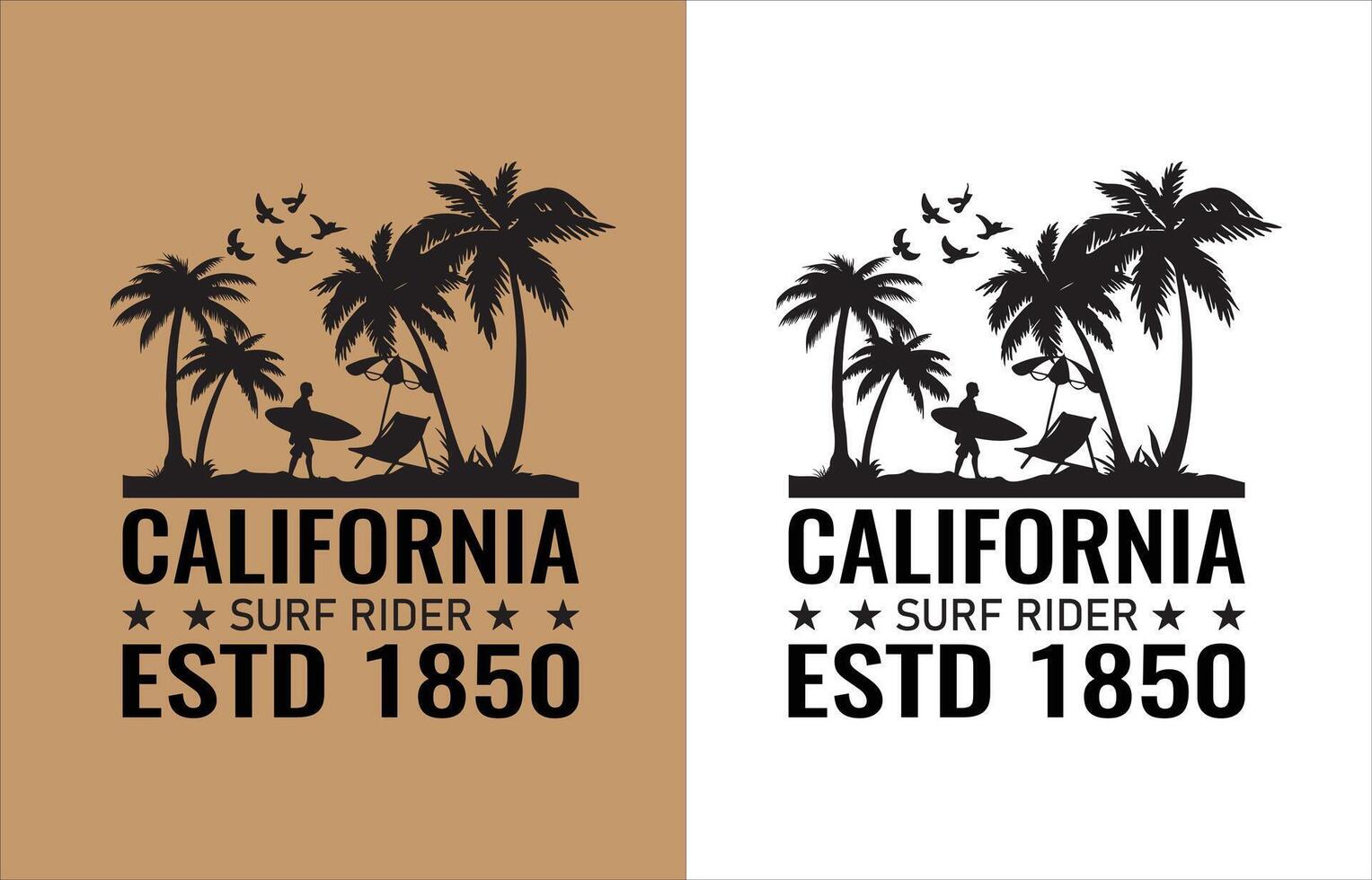 California Surf Rider T Shirt Design vector