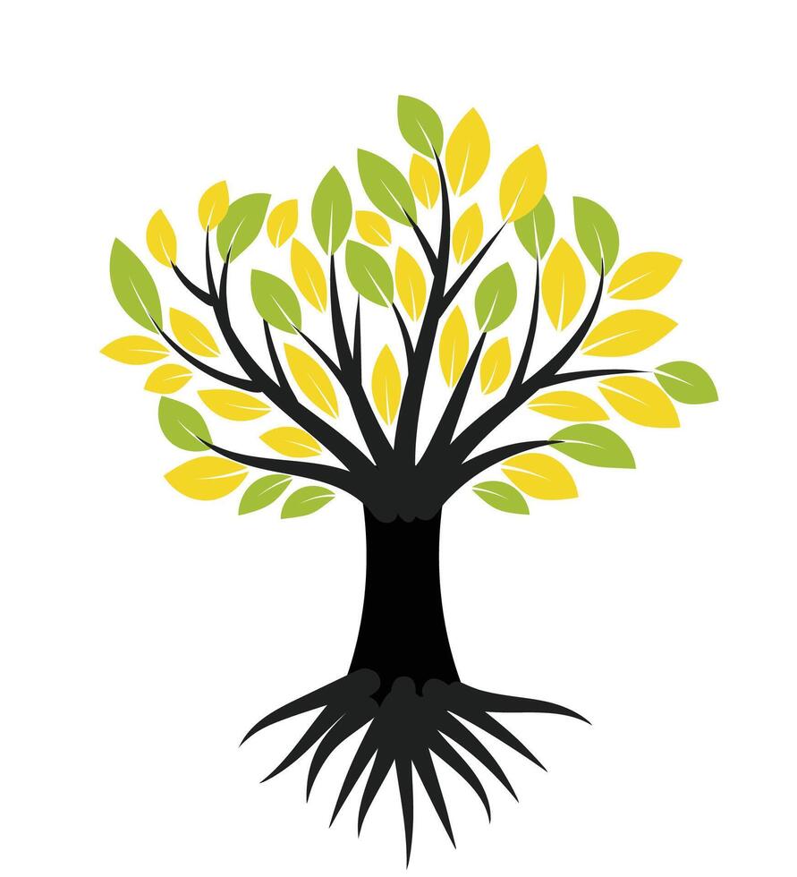 Abstract Colorful Tree Icon Design. Growth and wisdom logo design. Green tree icon. vector