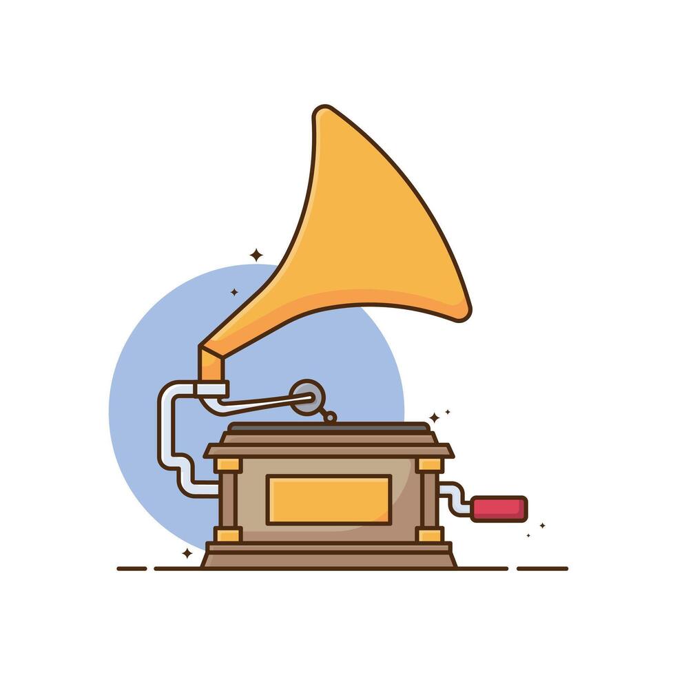 Illustration gramophone flat cartoon design style. vector