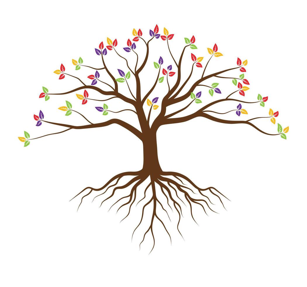 Abstract Colorful Tree Icon Design. Growth and wisdom logo design. Green tree icon. vector