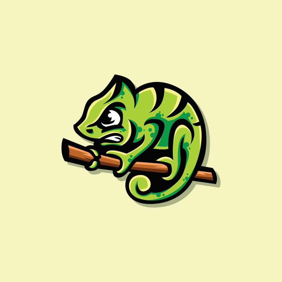 chameleon mascot character design vector