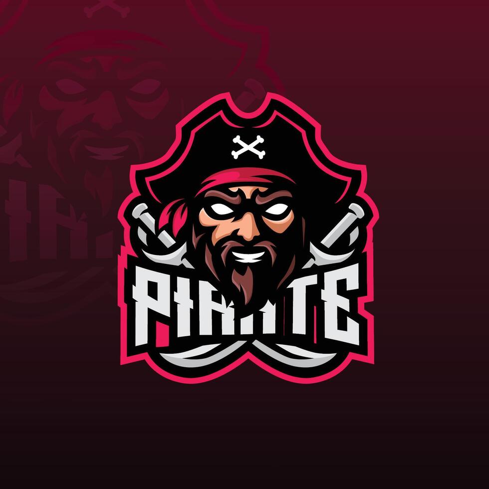 pirate mascot esport logo vector